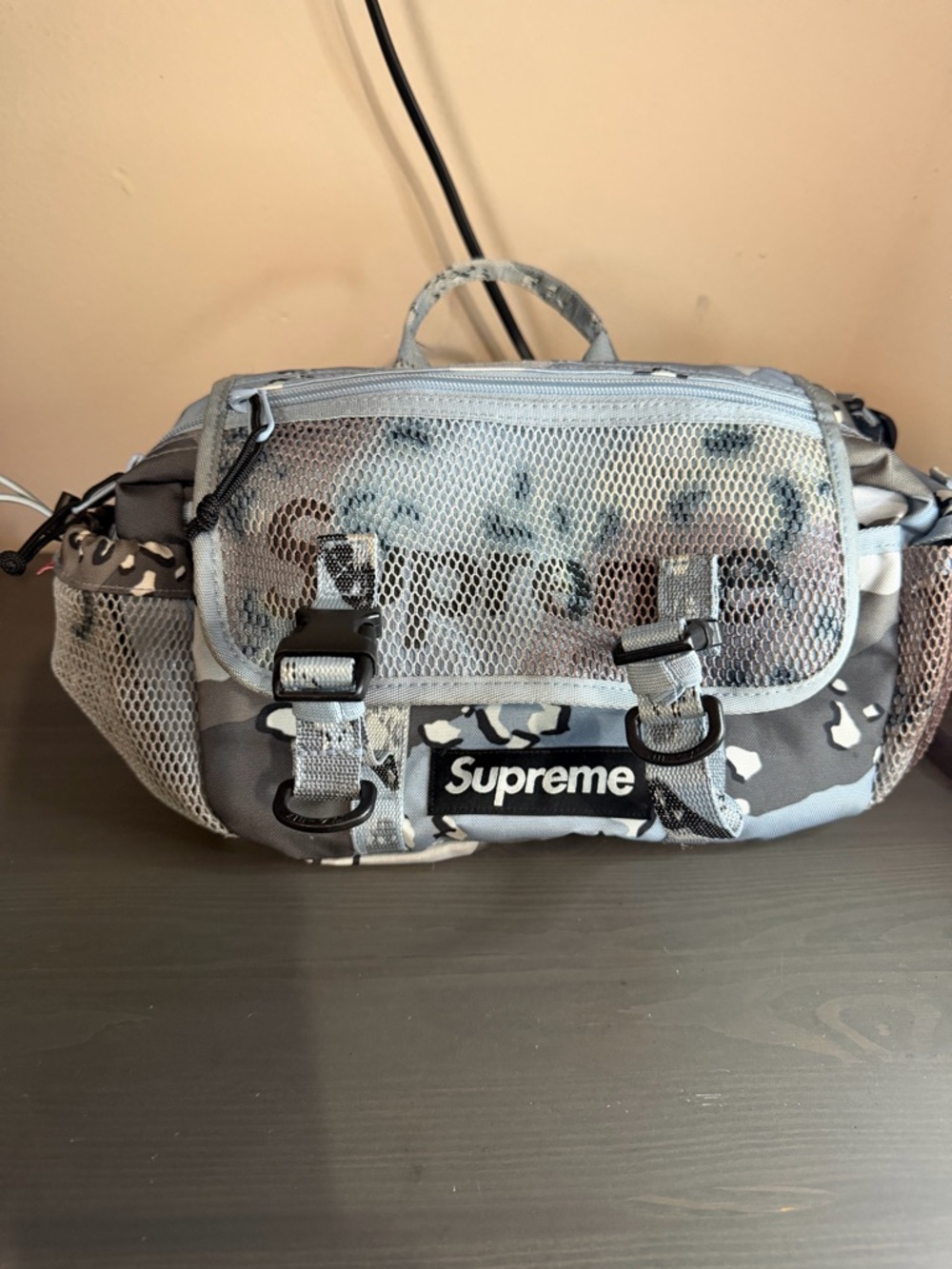 Supreme Gray Camo Belt Bag with Mesh Flap